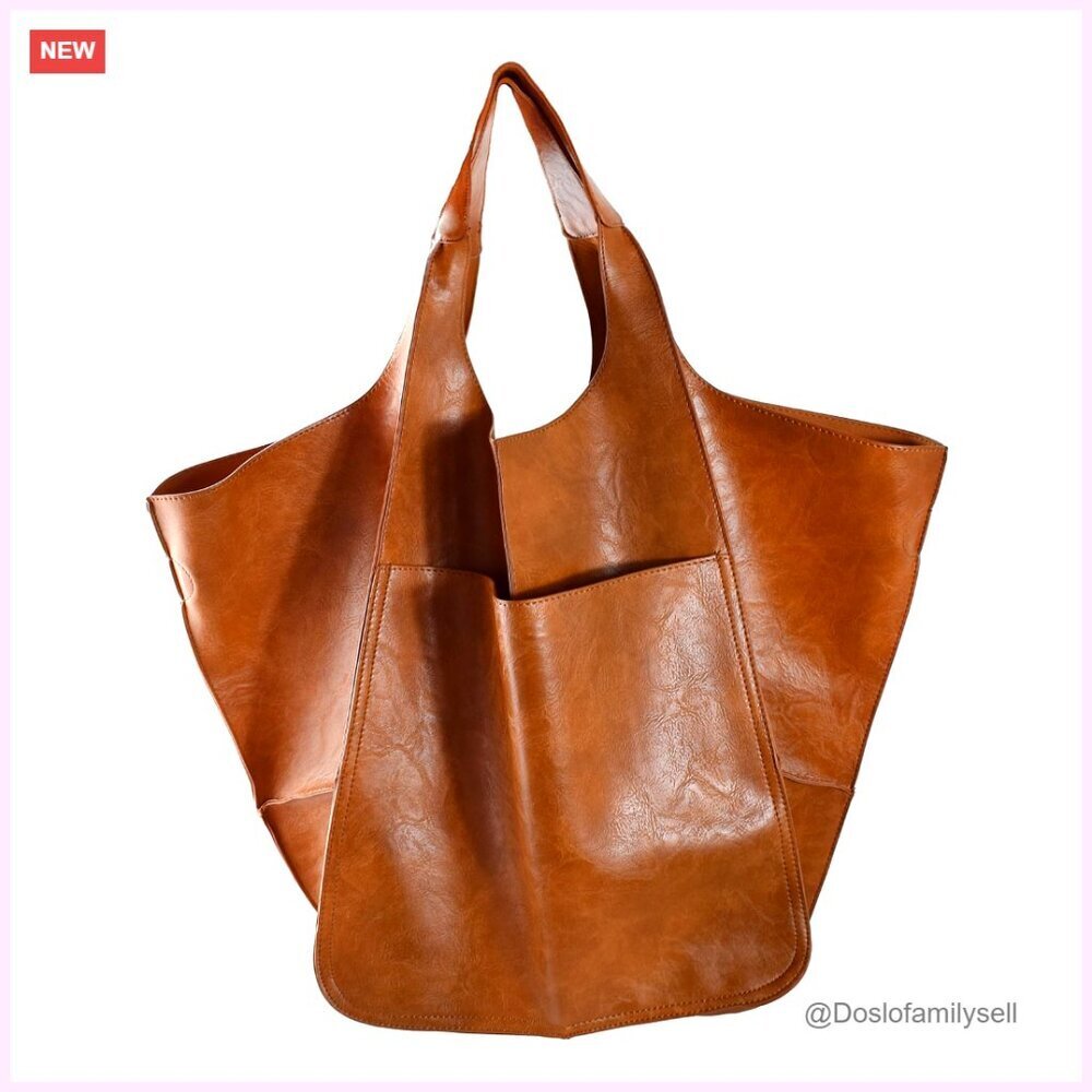 Oversized PU Leather Tote Bag Huge Capacity Work Hobo Travel Shopping Purse